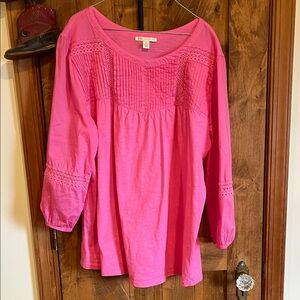 Cato Bright Pink Blouse with Lace Details
